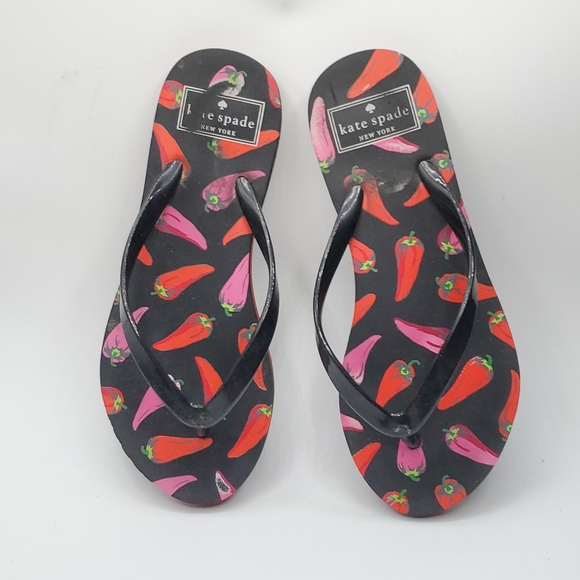 Kate Spade Chili Pepper Flip Flops size 5 / 6 - Picture 9 of 14